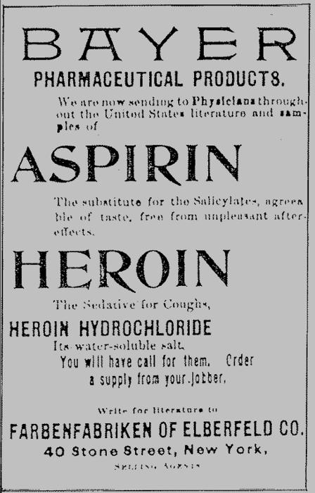Heroin Werbung von Bayer USA